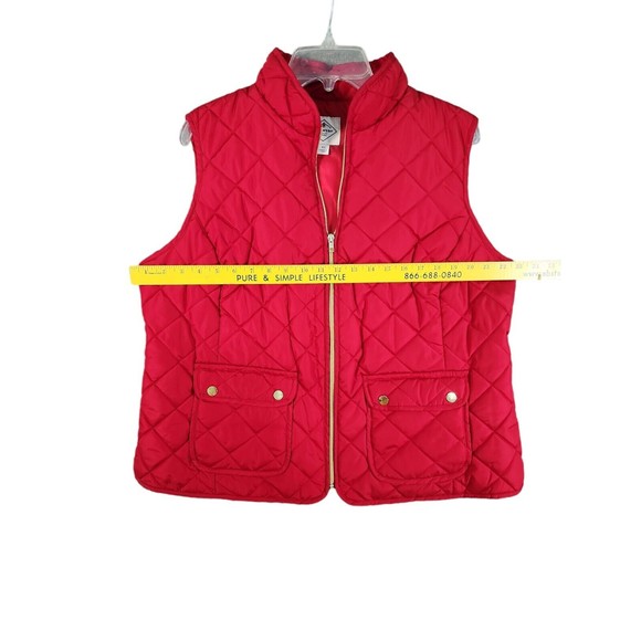 ST JOHNS BAY Women's Puffer Vest size OX Quilted Full Zip Red - Picture 6 of 9